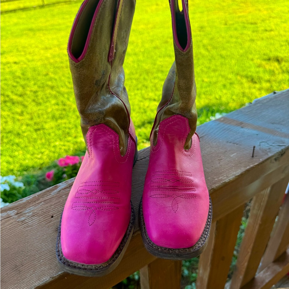 Roper Girl Pink Cowgirl Boots-Size 2